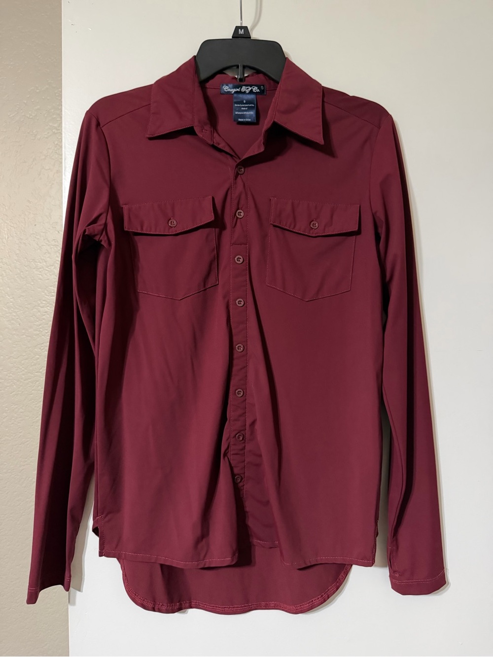 Cowgirl Tuff Burgundy Faux Button-Up Pullover